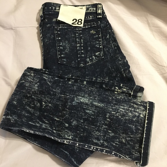 NWT Rag & Bone Skinny Acid Wash Dark Jean 28 - Picture 2 of 8